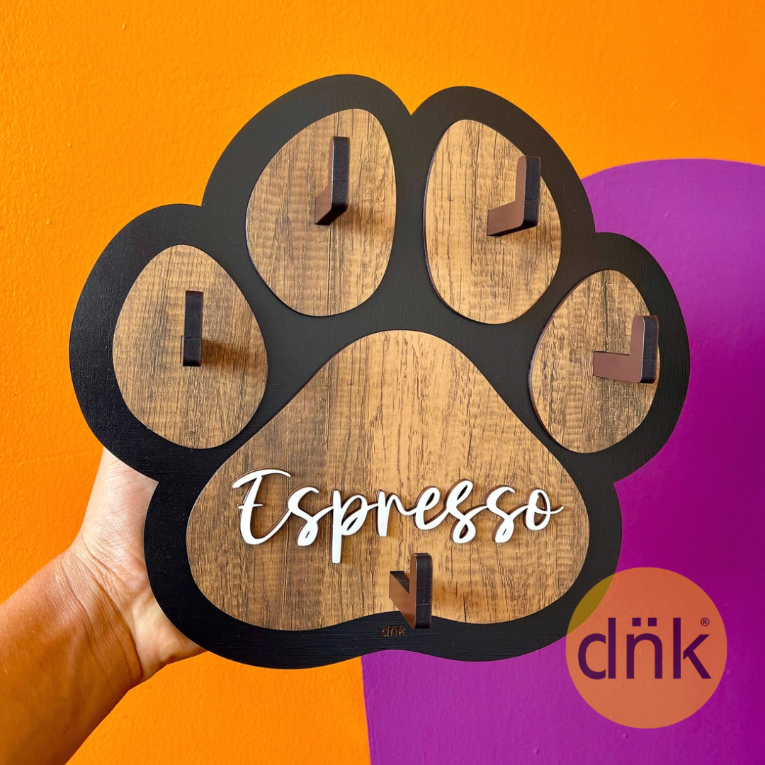 Portallaves y Colgador Correas Huella con Nombre Personalizado