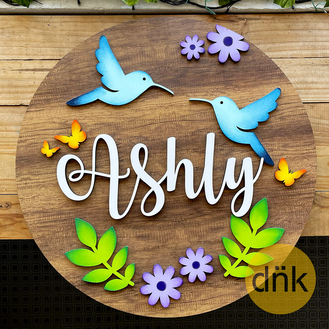 Aviso Circular con Nombre Mariposas