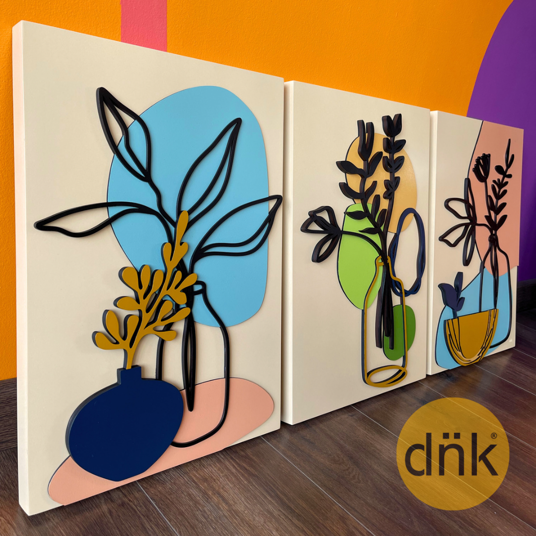 Tríptico de Flores y Jarrones