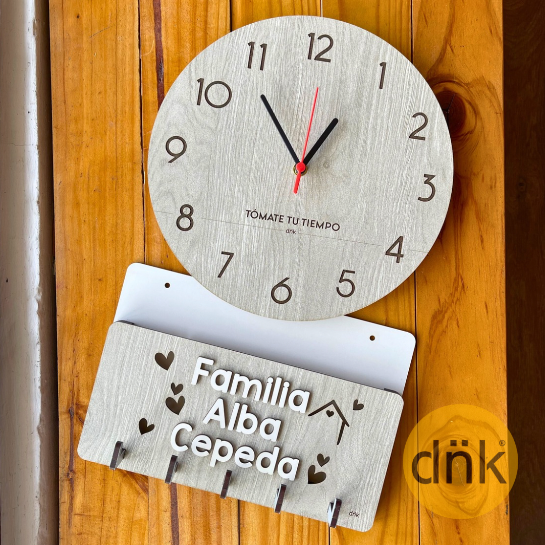 Combo Reloj + Portallaves con Buzón