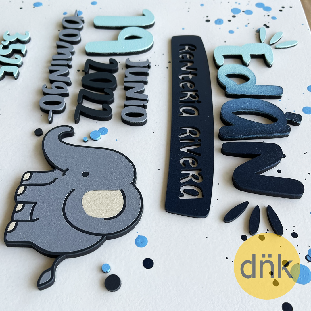 Cuadro 3D de Nacimiento Elefante