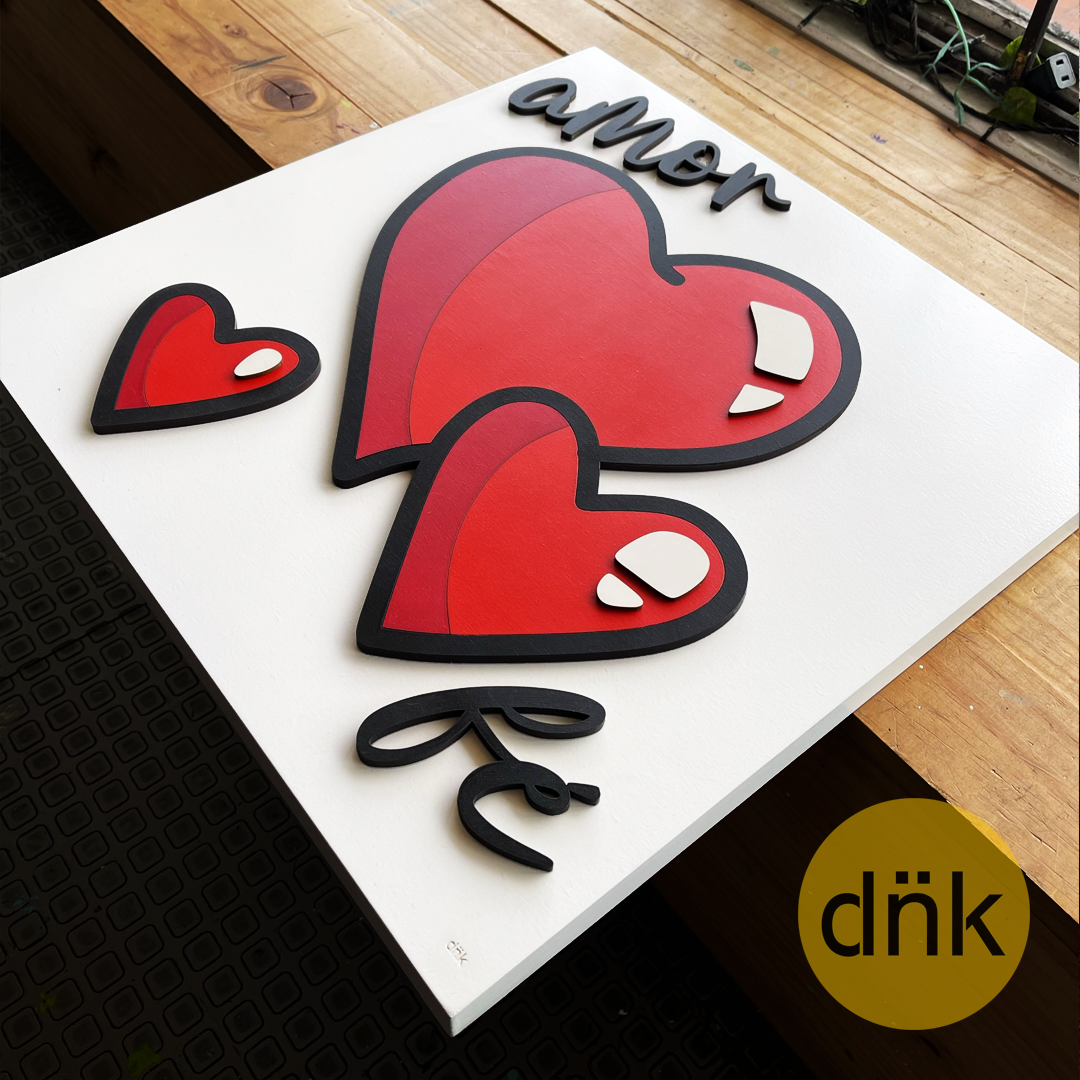 Cuadro 3D Amor y Fé Corazones