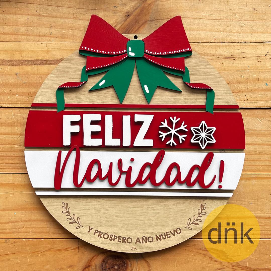 Cartel Círculo Feliz Navidad Verde