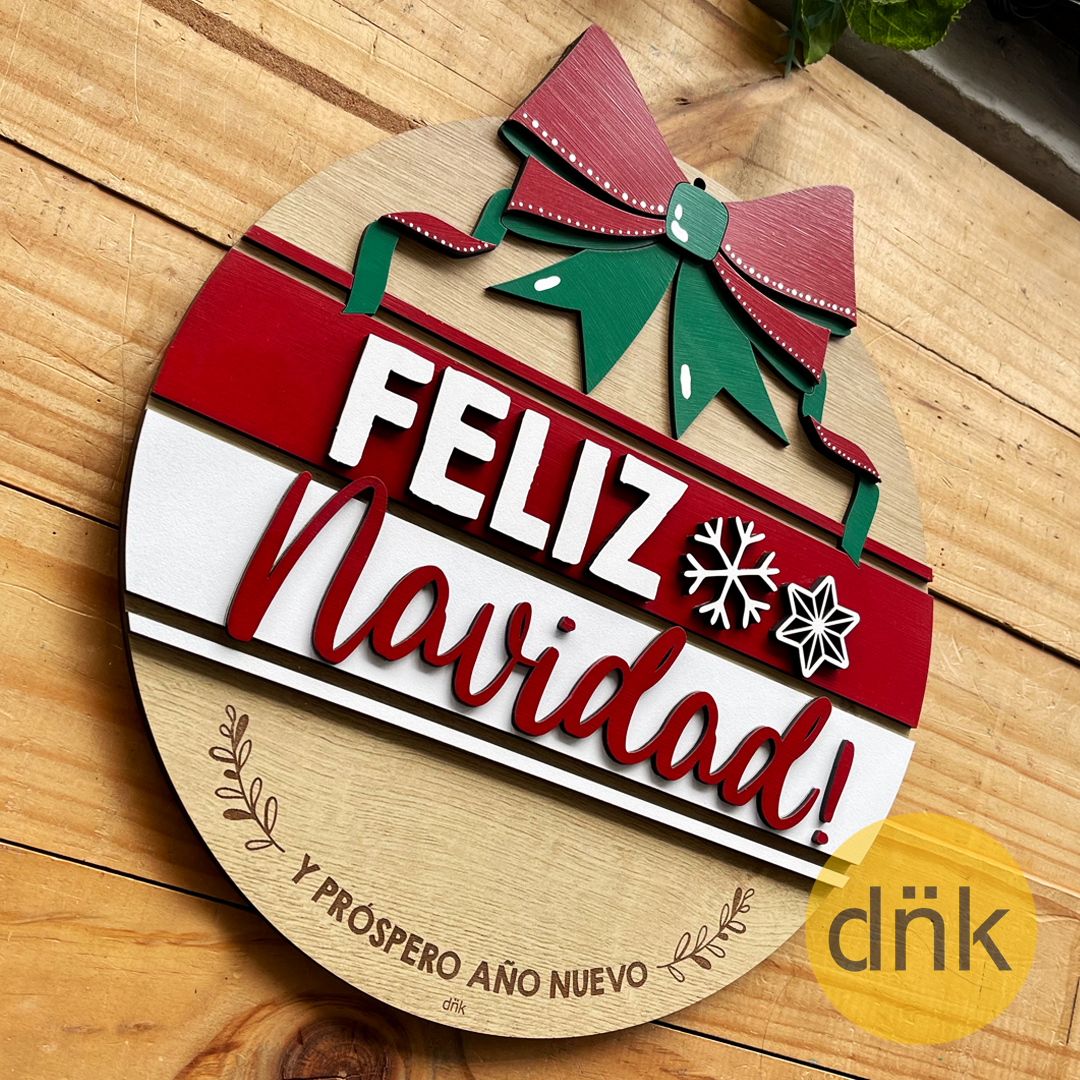 Cartel Círculo Feliz Navidad Verde