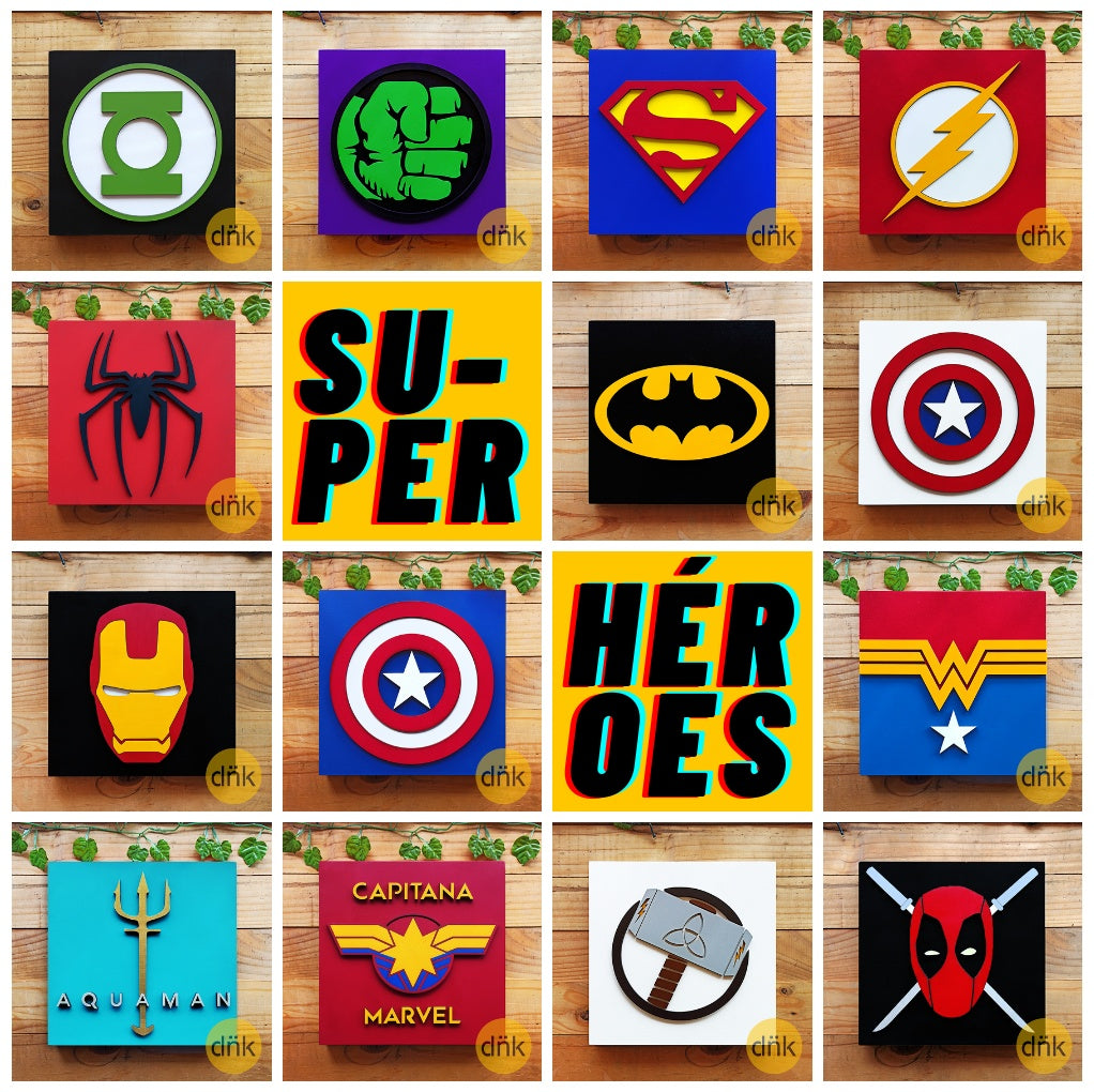 Tríptico Cuadros 3D Superhéroes