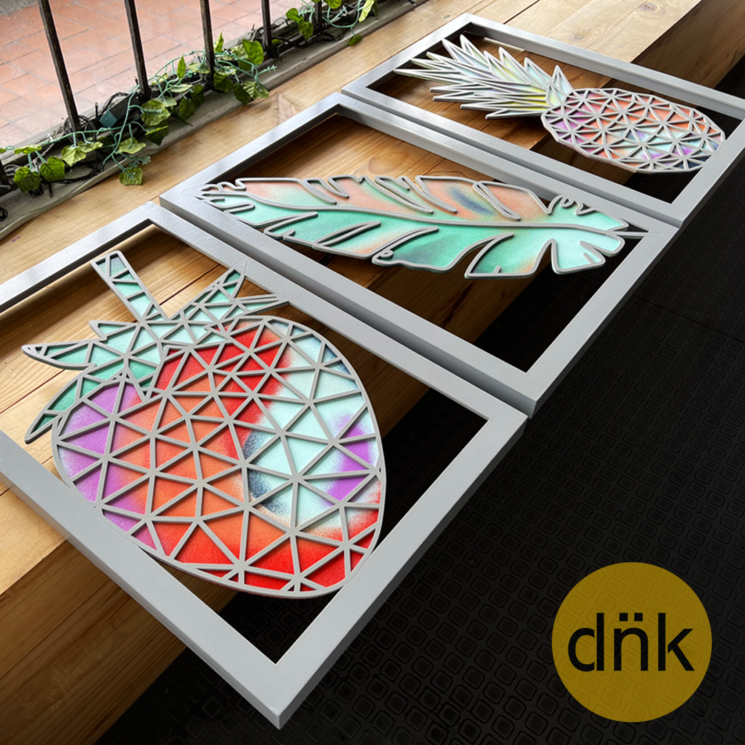 Tríptico Fresa, Hoja y Piña