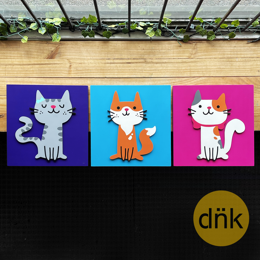 Tríptico Colorido Gatos