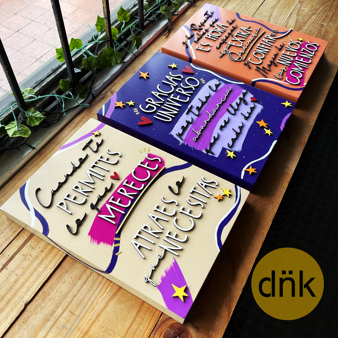 Tríptico Artístico Frases Motivación Morado