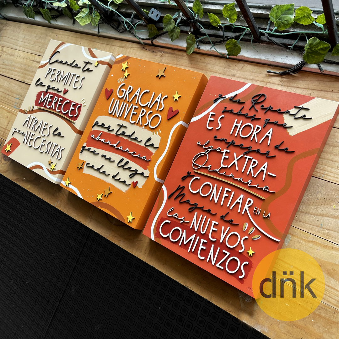 Tríptico Artístico Frases Motivación Naranja