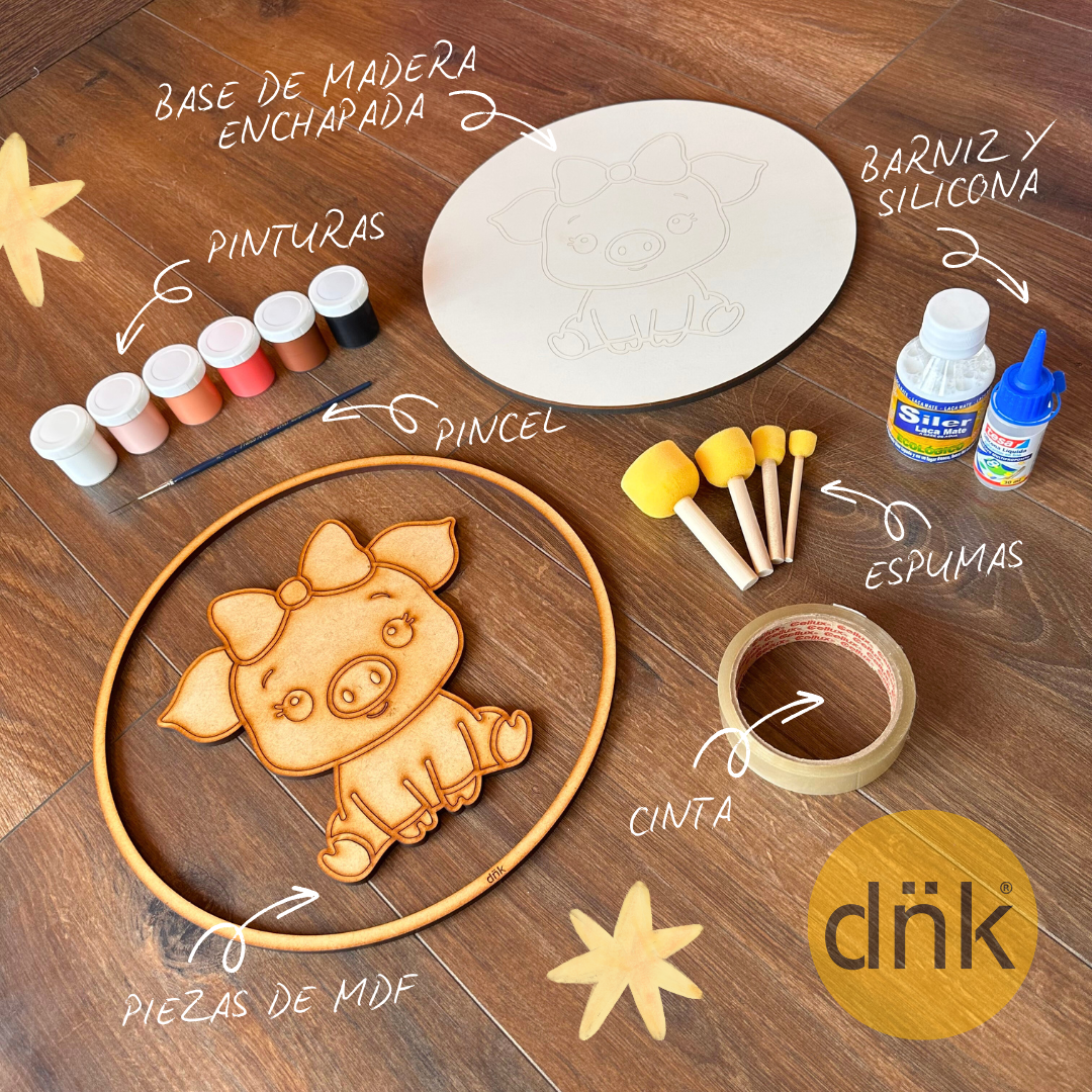Kit de Pintura - Círculo Cerdita 🐷🎀