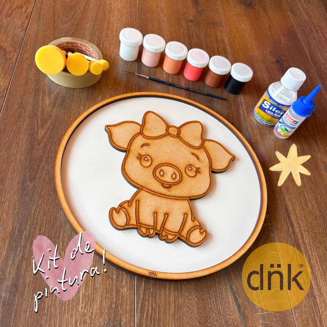 Kit de Pintura - Círculo Cerdita 🐷🎀