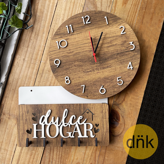 Combo Reloj + Portallaves con Buzón