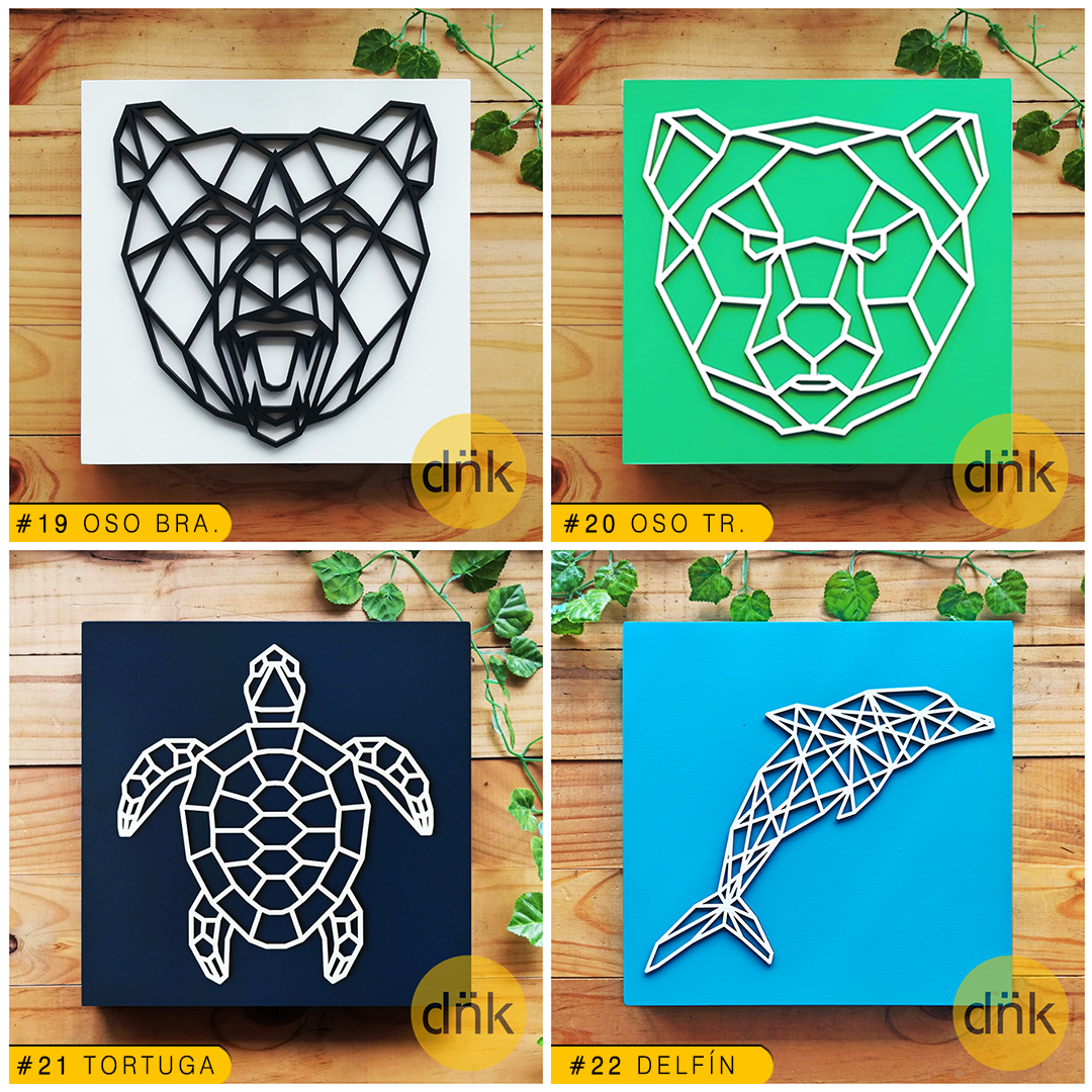 Cuadros 3D Animales Geométricos