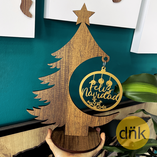 Arbolito para Mesa + Bola Feliz Navidad