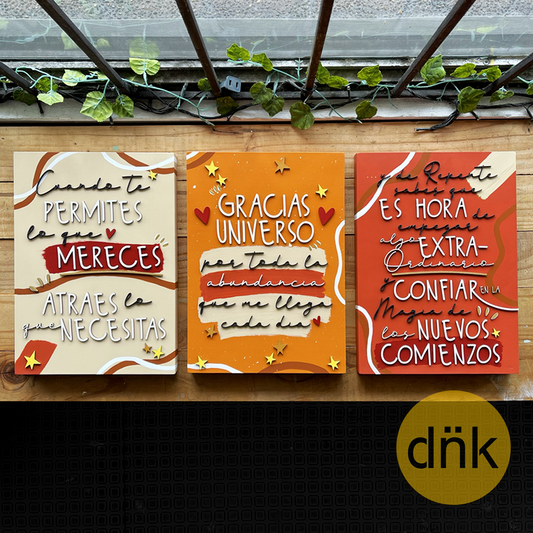 Tríptico Artístico Frases Motivación Naranja